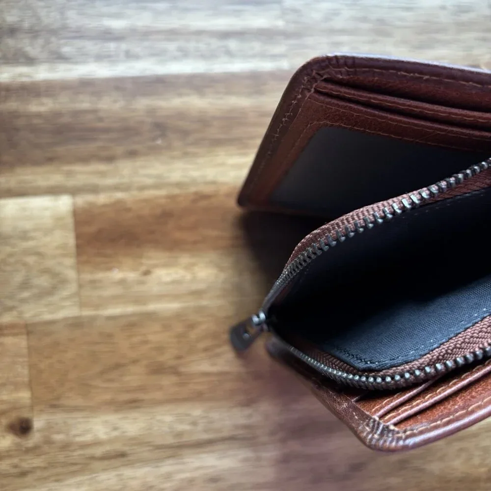 Men's Wallet-Ciephia RFID-Blocking Trifold Leather-Vintage Design Brown Classic